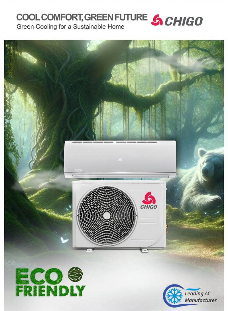 تشيجو مكيف هواء سبليت 1.5 طن | 18000 وحدة حرارية بريطانية | تبريد فقط | مكيف هواء استوائي T3 | ضاغط دوار | تدفق هواء رباعي الاتجاهات | إعادة تشغيل تلقائية | غاز R410a | زعانف ذهبية - CSA18CON - Image 5